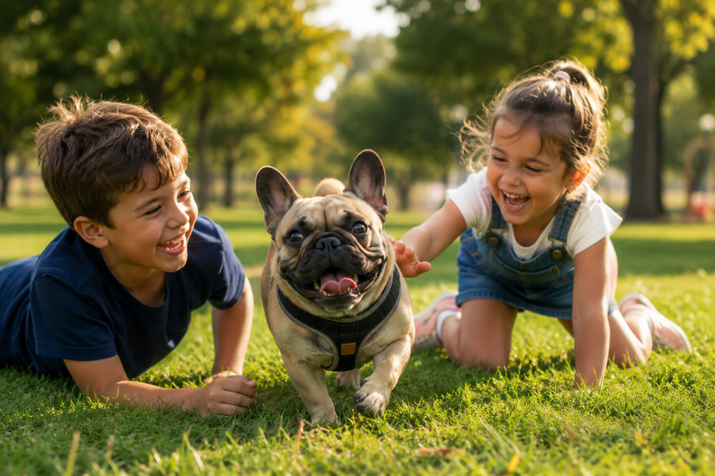 Bulldog Frances y niños