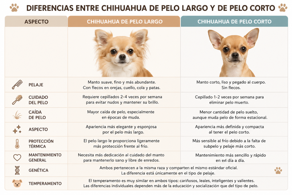 chihuahua de pelo largo y de pelo corto